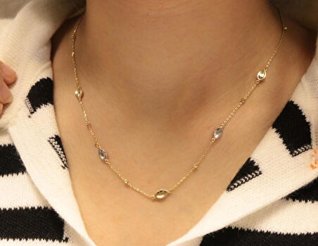 14 Ayar Altın Damla Model Zincir