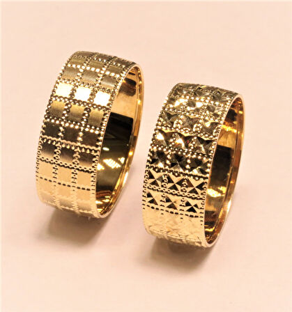 Altın Taşsız Desenli Alyans 20032