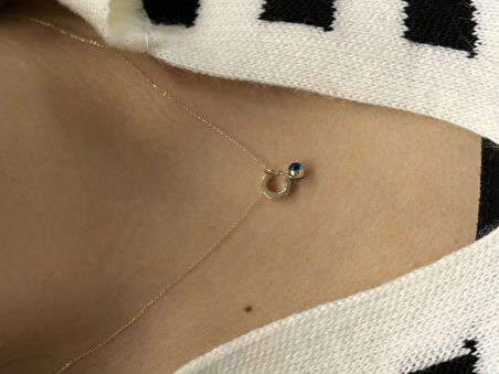 Altın Nazar Boncuklu C Harfli Zincir