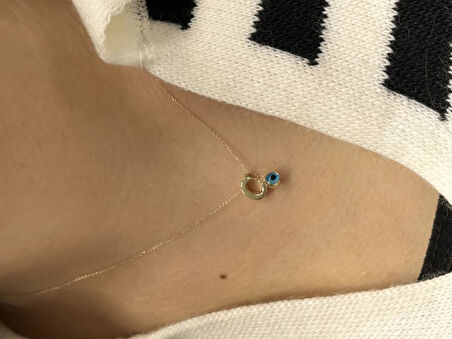 Altın Nazar Boncuklu C Harfli Zincir