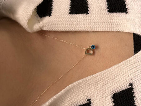 Altın Nazar Boncuklu D Harfli Zincir