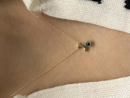 Altın Nazar Boncuklu J Harfli Zincir