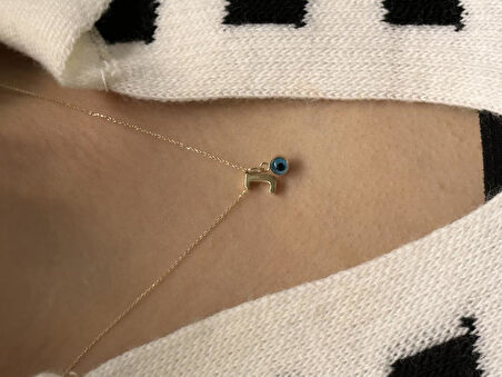 Altın Nazar Boncuklu J Harfli Zincir