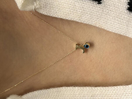 Altın Nazar Boncuklu J Harfli Zincir