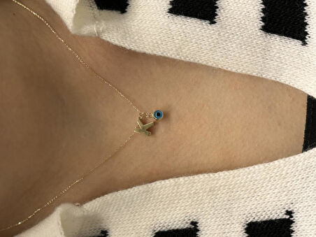 Altın Nazar Boncuklu K  Harfli Zincir