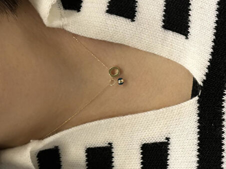 Altın Nazar Boncuklu O Harfli Zincir