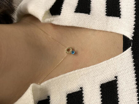 Altın Nazar Boncuklu Ö Harfli Zincir