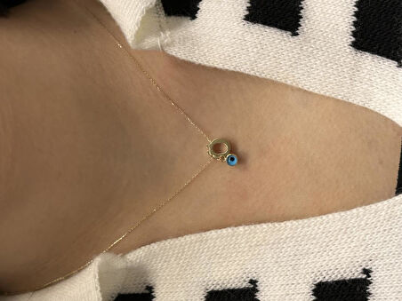 Altın Nazar Boncuklu Ö Harfli Zincir