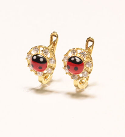 Altın Uğur Böcekli Bebek Küpesi 3982