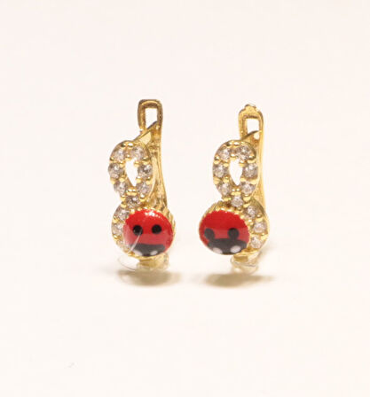 Altın Uğur Böcekli Bebek Küpesi 3983