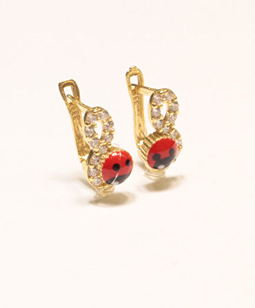 Altın Uğur Böcekli Bebek Küpesi 3983