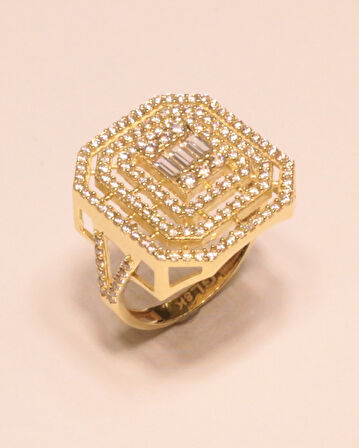 Altın Baget Taşlı Yüzük