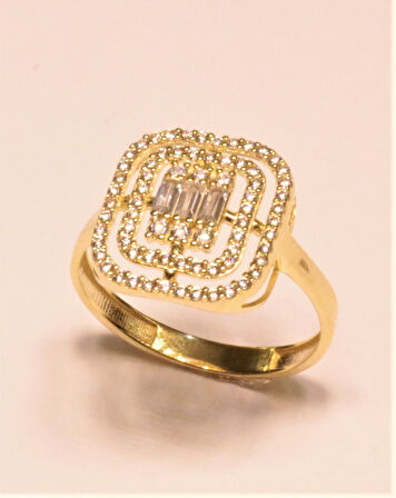 Altın Baget Taşlı Yüzük