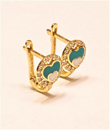 Altın Kalpli Çocuk Küpesi