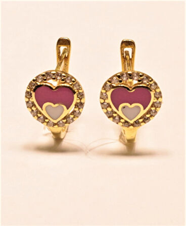 Altın Kalpli Çocuk Küpesi 3990