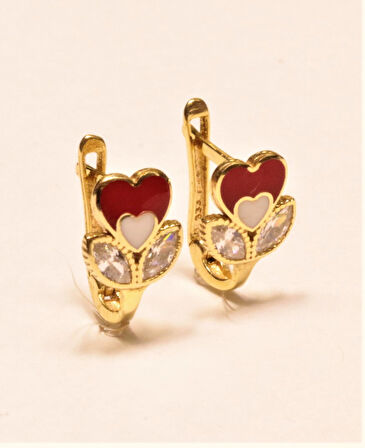 Altın Kalpli Çocuk Küpesi 3992