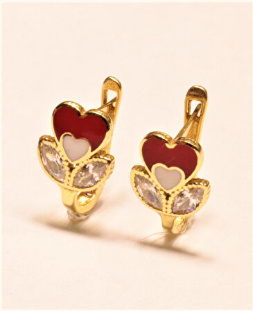 Altın Kalpli Çocuk Küpesi 3992