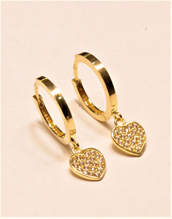 Altın  Kalpli Halka Küpe