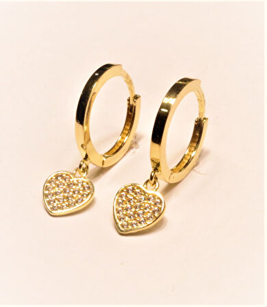 Altın  Kalpli Halka Küpe