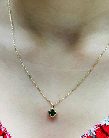 14 Ayar Altın Yonca Kolye Uçlu Zincir 2813