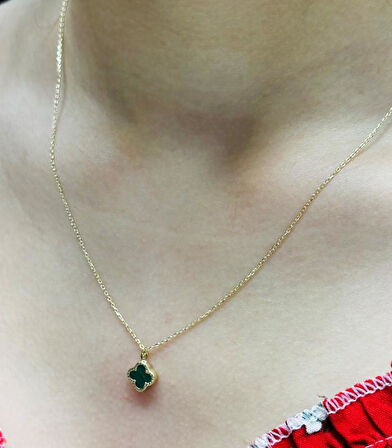 14 Ayar Altın Yonca Kolye Uçlu Zincir 2813