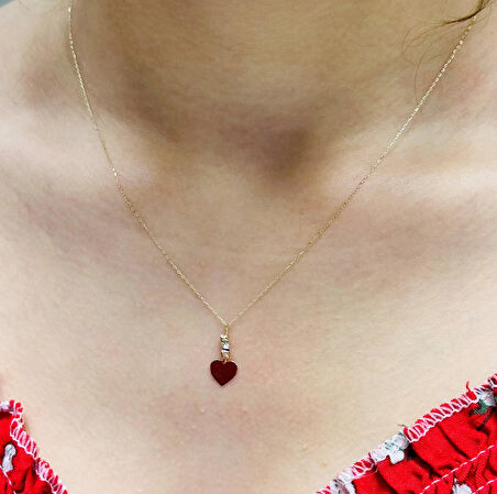 14 Ayar Altın Kalp  Kolye Uçlu Zincir 2817
