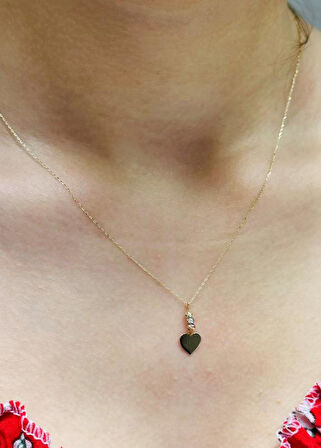 14 Ayar Altın Kalp  Kolye Uçlu Zincir 2817