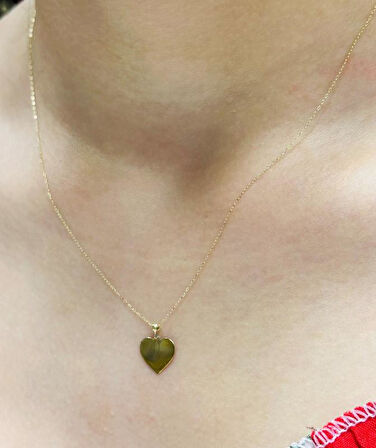 14 Ayar Altın Kalp  Kolye Uçlu Zincir 2818