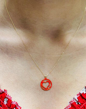 14 Ayar Altın Kalp  Kolye Uçlu Zincir  2821