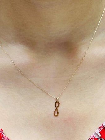 14 Ayar Altın Sonsuzluk Kolye Uçlu Zincir 2826
