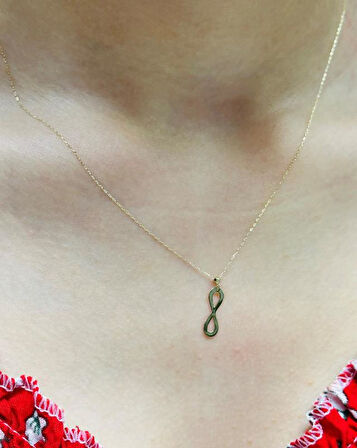 14 Ayar Altın Sonsuzluk Kolye Uçlu Zincir 2826