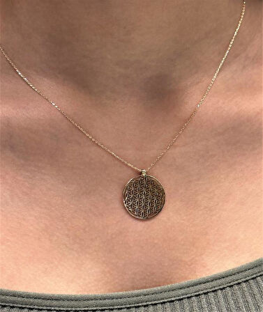 14 Ayar Altın Yaşam Çiçeği Kolye