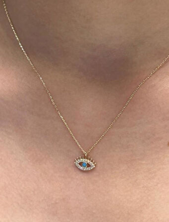 14 Ayar Altın Kirpik  Kolye Ucu ve Zinciri 28190