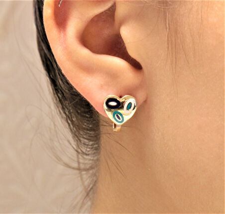  Altın Mineli Kadın Kalp Küpe