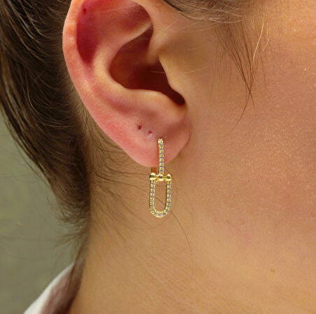 Altın Taşlı Tifani Küpe