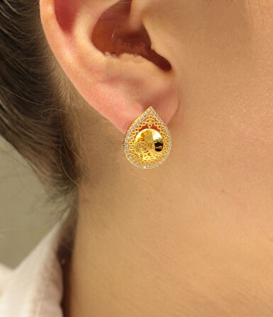  Altın Tuğra Model Küpe 35152