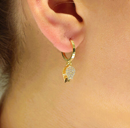 8 Ayar Kadın Altın Taşlı Küpe