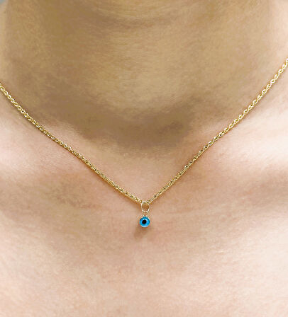 Altın Nazar Boncuklu Halat Zincir