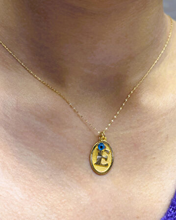 Altın Nostaljik E Harfli Aynalı Zincir