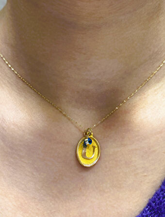  Altın Nostaljik U Harfli Aynalı Zincirli Kolye