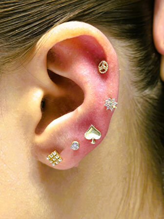  14 Ayar Altın Piercing Tragus Küpe 25114-T024