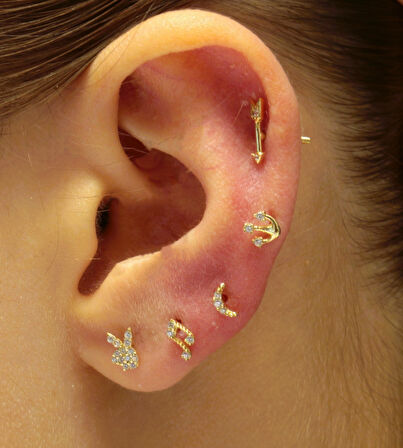  14 Ayar Altın Piercing Tragus Küpe  T030