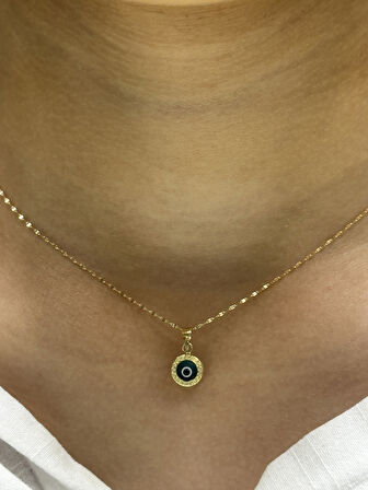  14 Ayar Altın Nazar Boncuklu Aynalı Zincir  28203