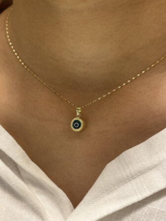  14 Ayar Altın Nazar Boncuklu Aynalı Zincir  28203