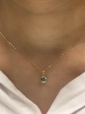 14 Ayar Altın Nazar Boncuklu Aynalı Zincir  28204