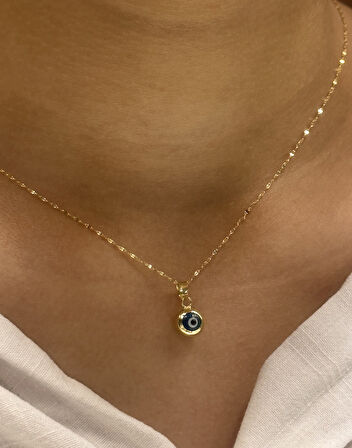 14 Ayar Altın Nazar Boncuklu Aynalı Zincir  28204