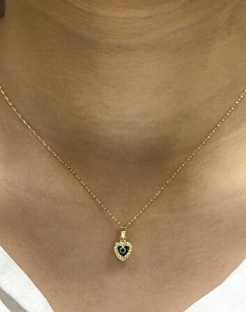  14 Ayar Altın Nazar Boncuklu Aynalı Zincir