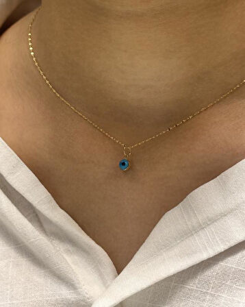  Altın Nazar Boncuklu Aynalı Zincir