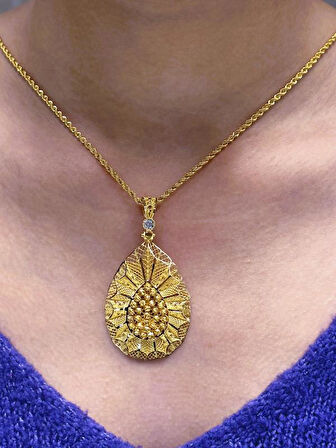  Altın Dorika Toplu Kolye Uçlu Halat Zincir 3798