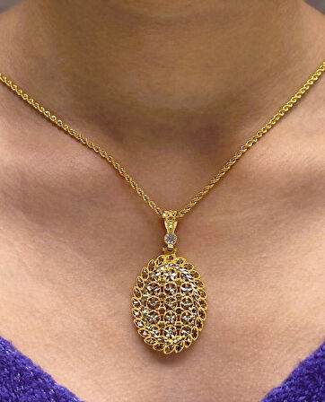  Altın Dorika Toplu Kolye Uçlu Halat Zincir 37002